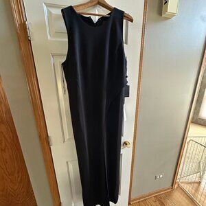 Adrianna Papell - Crepe Halter Jumpsuit - Sleeveless - Asymmetrical - Black - 20